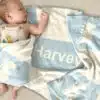 custom baby blue blanket with text