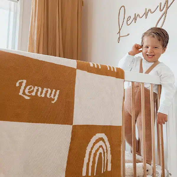 custom orange blanket with text