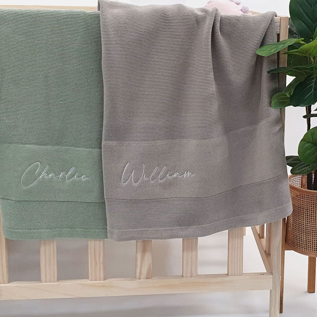 Rust Embroidered Name Blanket