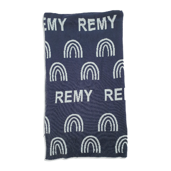 Remy Cot Blanket – Ice Blue/Navy