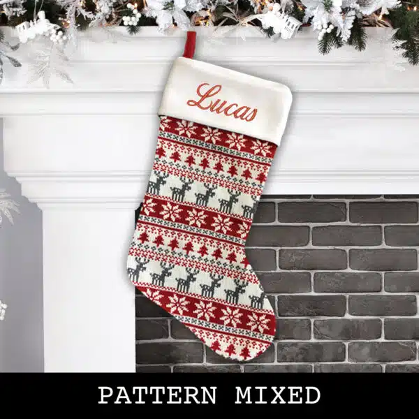 Mixed Pattern Personalised Christmas Stocking