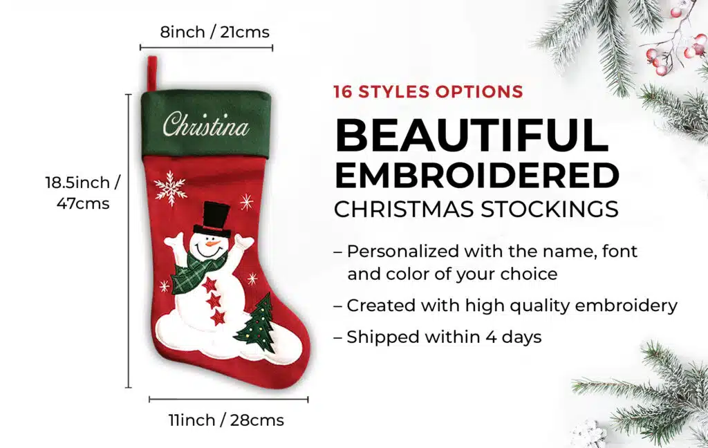 Traditional Snowman Christmas Stocking