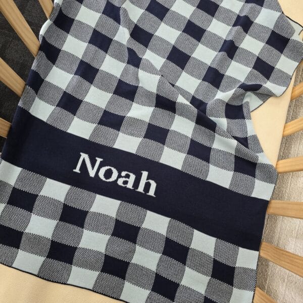Custom Gingham Blanket with custom name Noah