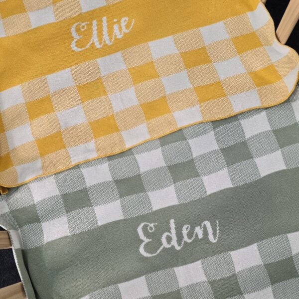Custom Gingham Blanket yellow and light green blankets