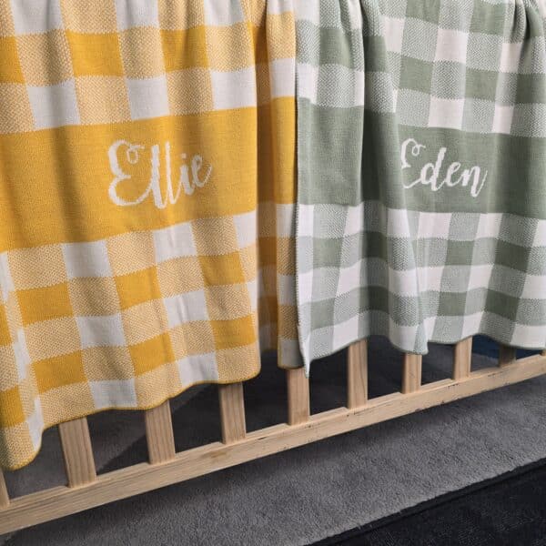 Custom Gingham Blanket yellow blanket