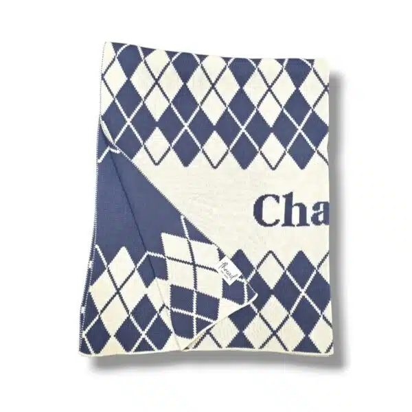 Custom Argyle Name Blanket