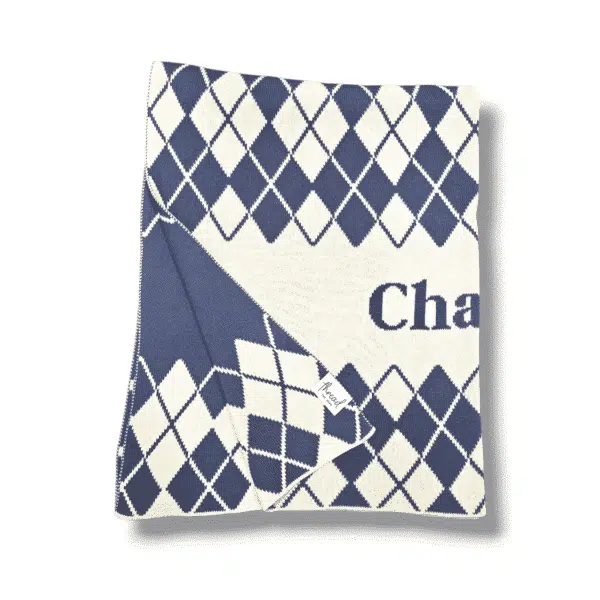 Custom Argyle Name Blanket