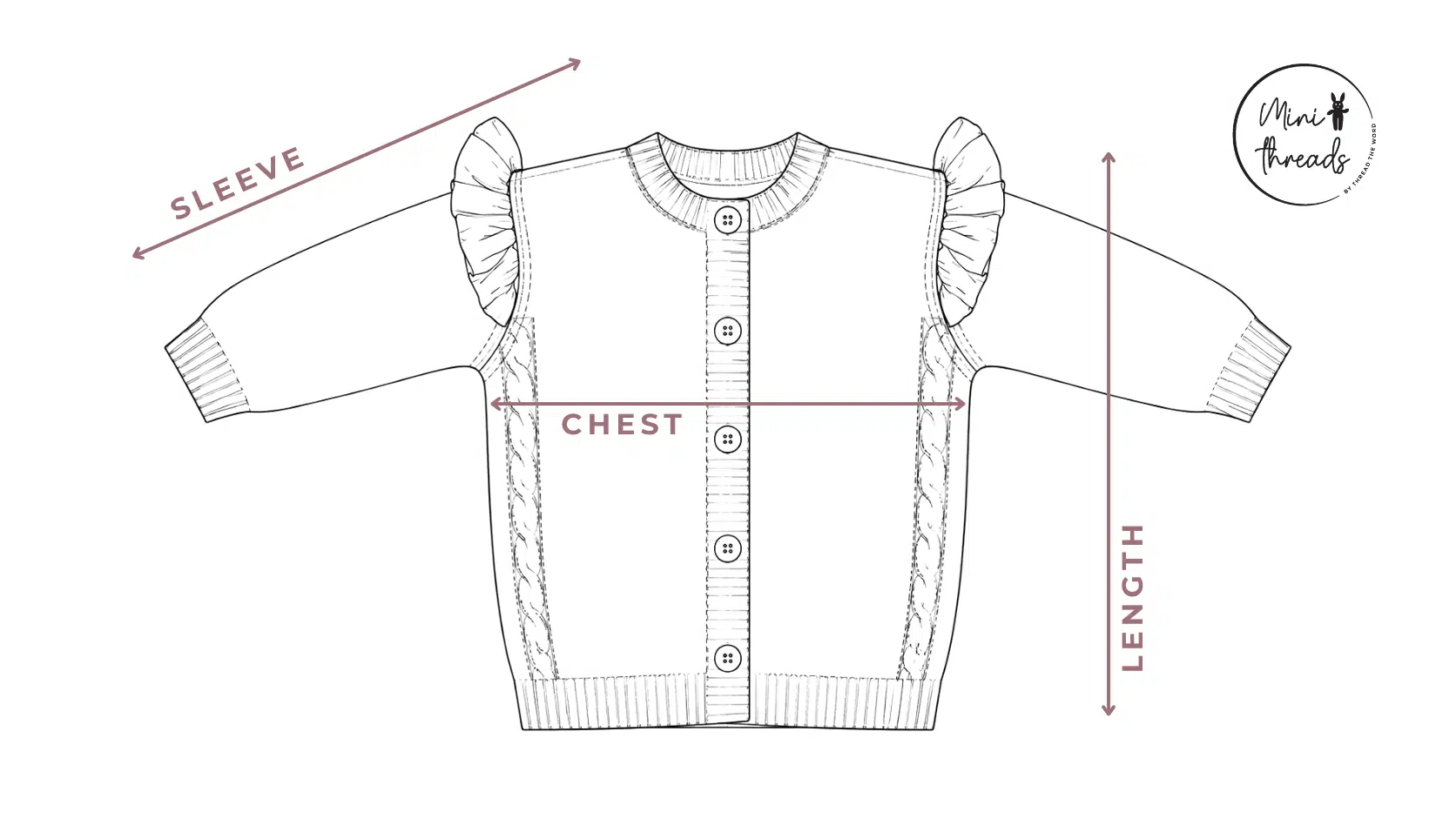 Cable Frill Knit Cardigan Size Guide